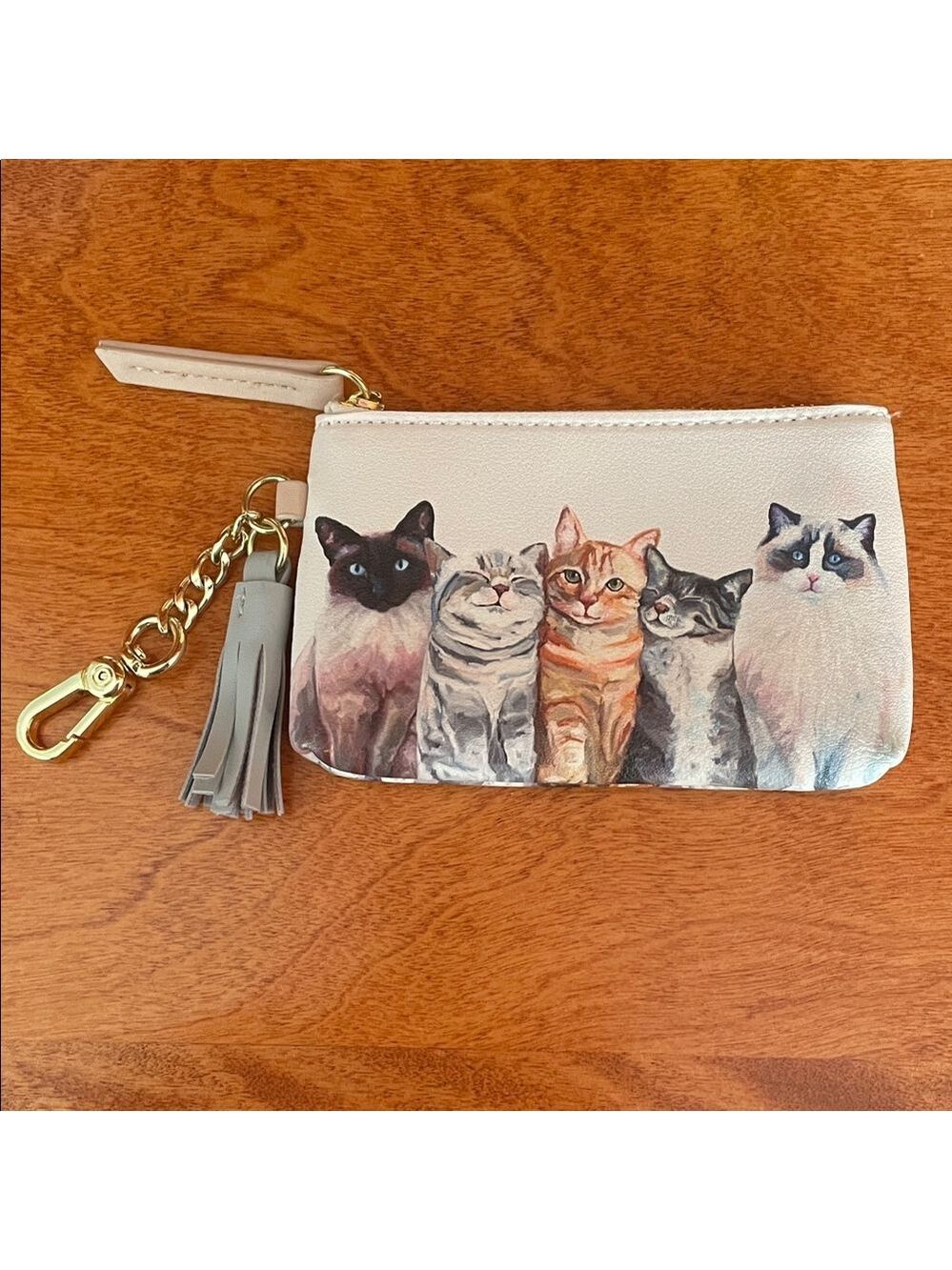 Chic Cat Print Wallet with Keychain